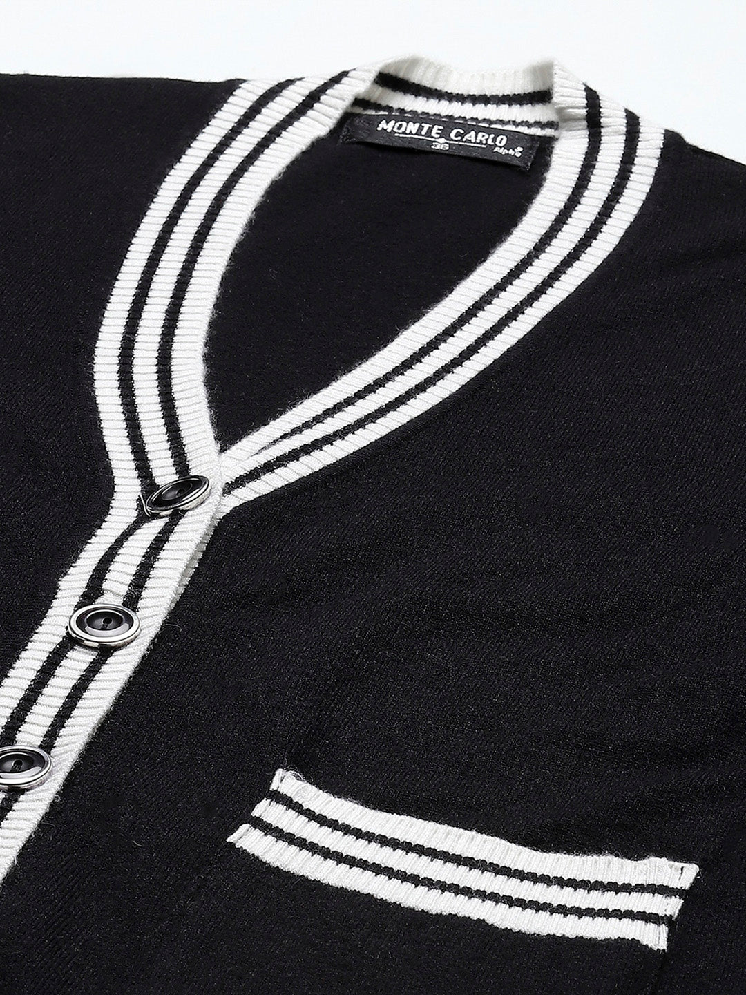 Women Black Solid V Neck Full Sleeve Cardigan