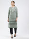 Women Green Printed Round Neck Full Sleeve Winter Kurti