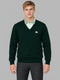 Men Green Solid V Neck Full Sleeve Pullover
