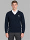 Men Navy Blue Solid V Neck Full Sleeve Pullover