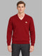 Men Maroon Solid V Neck Full Sleeve Pullover
