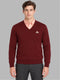 Men Maroon Solid V Neck Full Sleeve Pullover