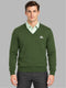 Men Green Solid V Neck Full Sleeve Pullover