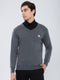 Men Grey Solid V Neck Full Sleeve Pullover