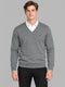 Men Grey Solid V Neck Full Sleeve Pullover
