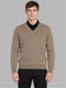 Men Brown Solid V Neck Full Sleeve Pullover