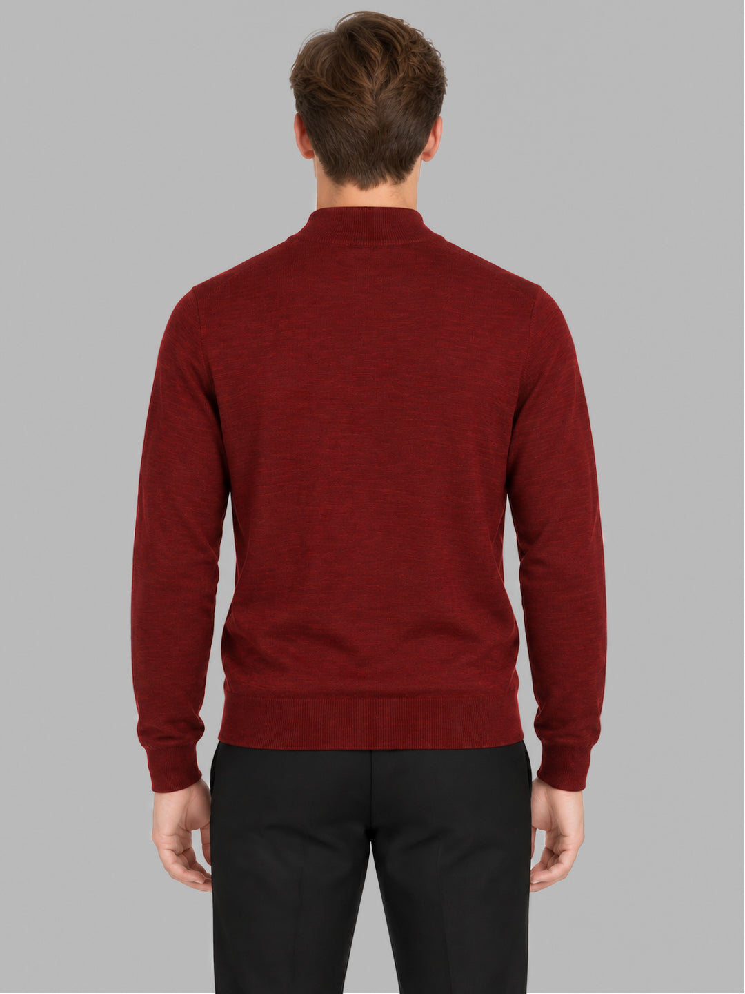 Men Maroon Solid Turtle Neck Full Sleeve Pullover