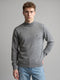 Men Grey Solid Turtle Neck Full Sleeve Pullover