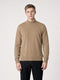 Men Camel Brown Solid Turtle Neck Full Sleeve Pullover