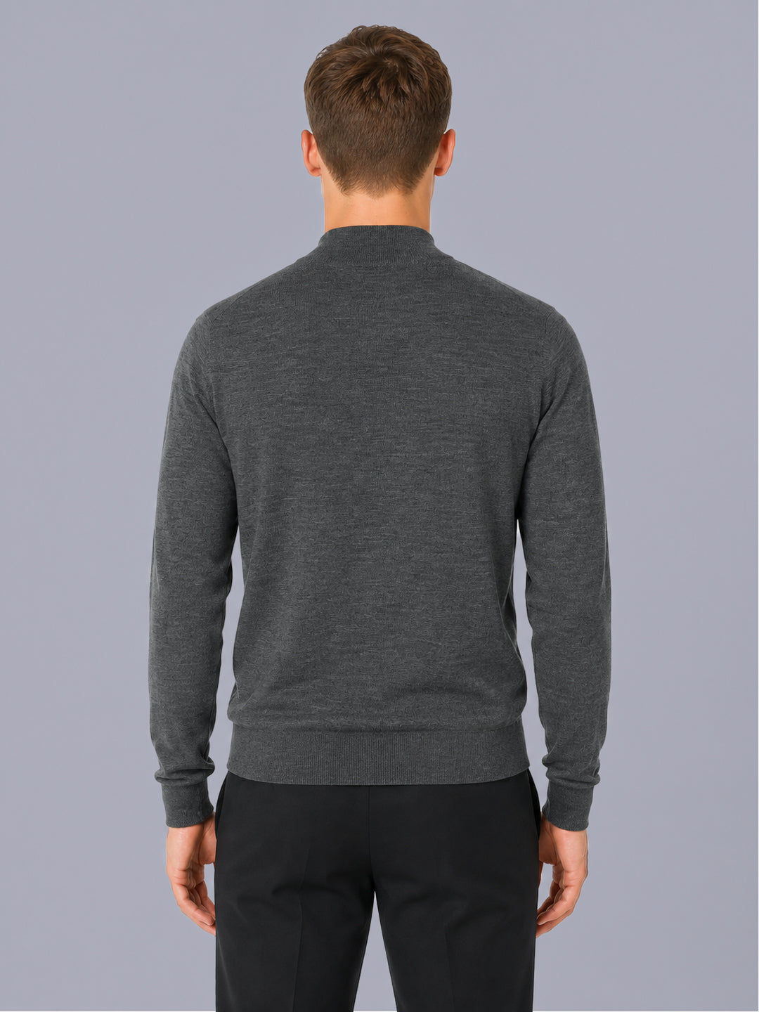 Men Grey Solid Turtle Neck Full Sleeve Pullover