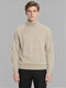 Men Beige Solid Turtle Neck Full Sleeve Pullover