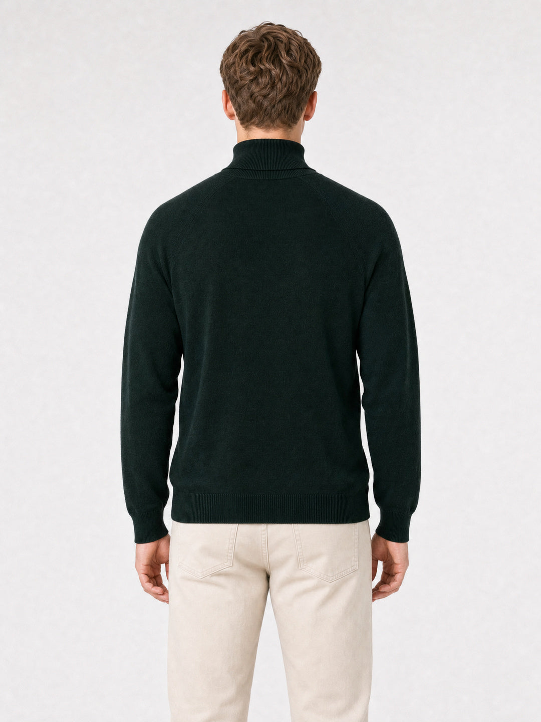 Men Green Solid Turtle Neck Full Sleeve Pullover