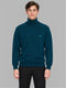 Men Teal Blue Solid Turtle Neck Full Sleeve Pullover