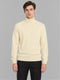 Men Cream Solid Turtle Neck Full Sleeve Pullover
