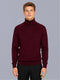 Men Maroon Solid Turtle Neck Full Sleeve Pullover