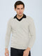 Men Grey Solid V Neck Full Sleeve Pullover
