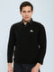 Men Black Solid V Neck Full Sleeve Pullover