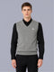 Men Grey Solid V Neck Sleeveless Sweater