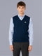 Men Blue Solid V Neck Sleeveless Sweater