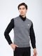 Men Grey Solid V Neck Sleeveless Sweater