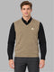 Men Brown Solid V Neck Sleeveless Sweater