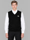 Men Black Solid V Neck Sleeveless Sweater