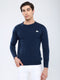 Men Blue Solid Round Neck Full Sleeve Pullover