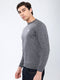 Men Grey Solid Round Neck Full Sleeve Pullover