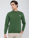 Men Green Solid Round Neck Full Sleeve Pullover