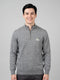 Men Grey Solid High Neck Full Sleeve Pullover