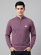 Men Purple Solid High Neck Full Sleeve Pullover