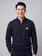 Men Purple Solid High Neck Full Sleeve Pullover
