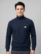Men Blue Solid Turtle Neck Full Sleeve Pullover