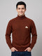 Men Rust Solid Turtle Neck Full Sleeve Pullover