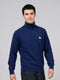 Men Blue Solid Turtle Neck Full Sleeve Pullover
