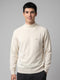 Men Cream Solid Turtle Neck Full Sleeve Pullover