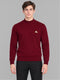 Men Maroon Solid Turtle Neck Full Sleeve Pullover