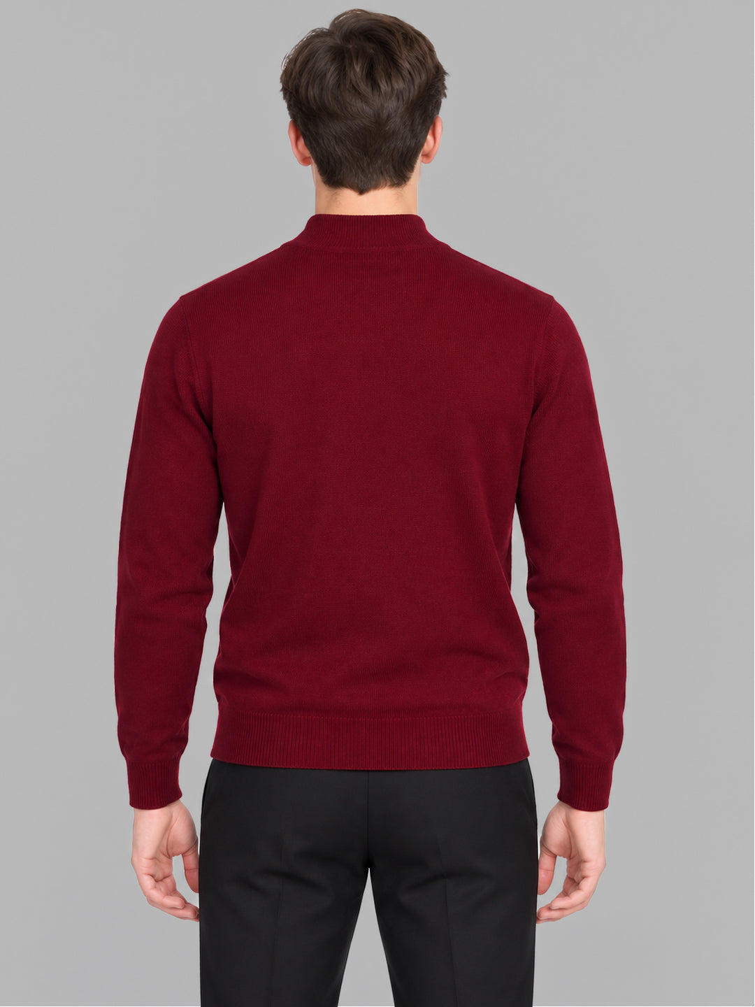 Men Maroon Solid Turtle Neck Full Sleeve Pullover