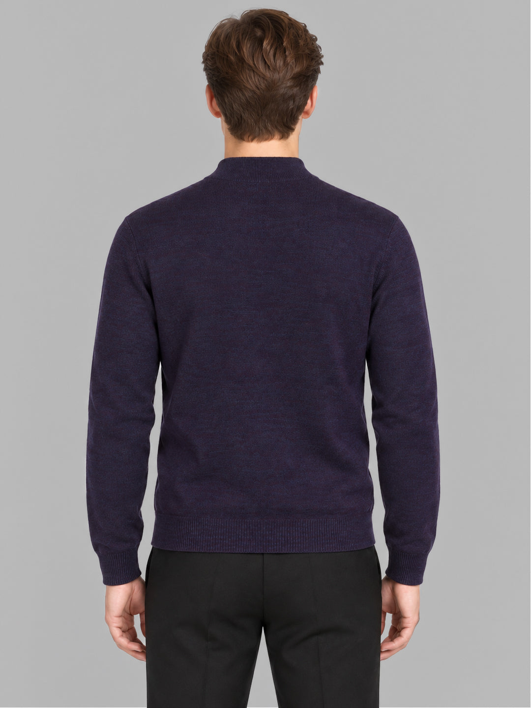 Men Purple Solid Turtle Neck Full Sleeve Pullover