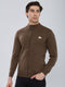 Men Brown Solid Turtle Neck Full Sleeve Pullover