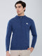 Men Blue Solid Turtle Neck Full Sleeve Pullover