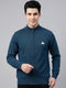 Men Blue Solid Turtle Neck Full Sleeve Pullover
