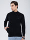 Men Black Solid High Neck Full Sleeve Pullover