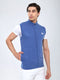 Men Blue Solid Collar Sleeveless Sweater