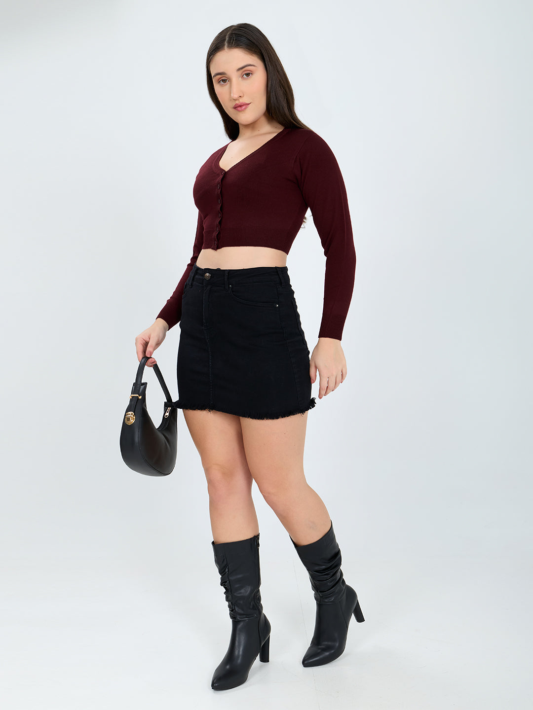 Women Maroon Solid Front Open Full Sleeve Blouse