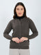 Women Grey Solid Round Neck Full Sleeve Cardigan