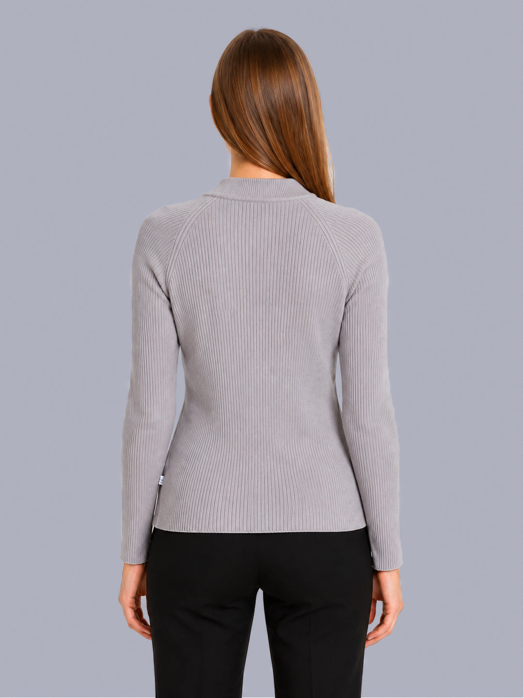 Women Purple Solid High Neck Full Sleeve Sceavy