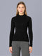Women Black Solid High Neck Full Sleeve Sceavy