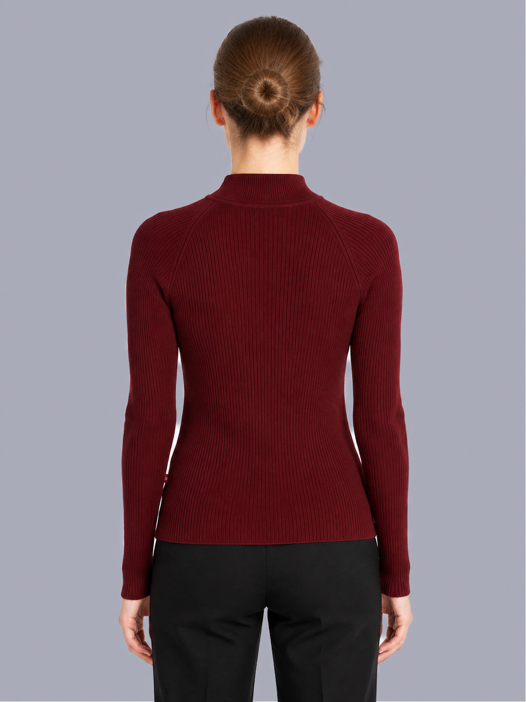 Women Maroon Solid High Neck Full Sleeve Sceavy