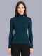 Women Teal Blue Solid High Neck Full Sleeve Sceavy